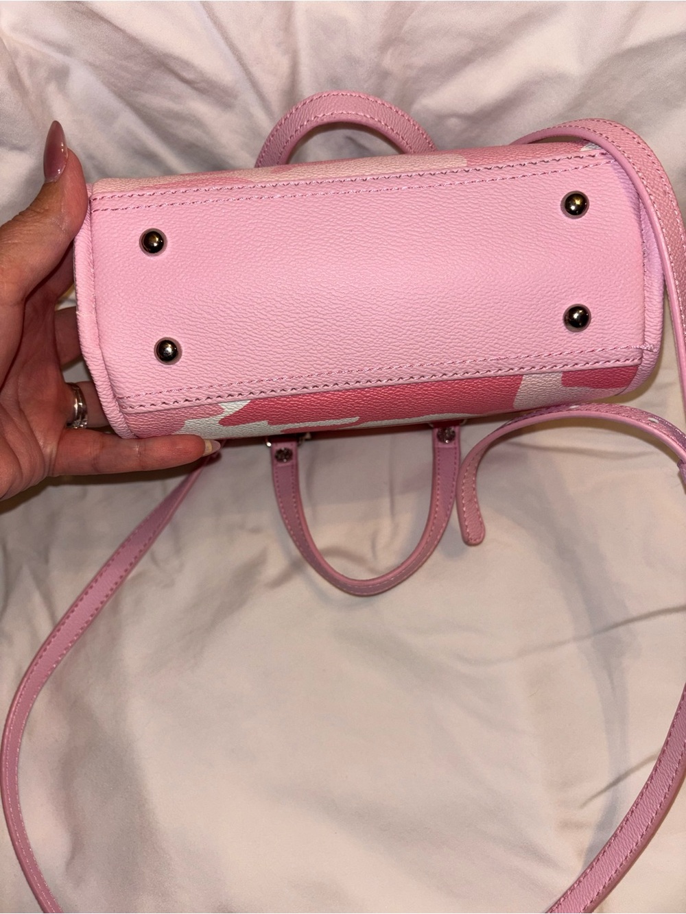 Von Dutch Pink Camo Mini Dome Crossbody Bag - Picture 5 of 6